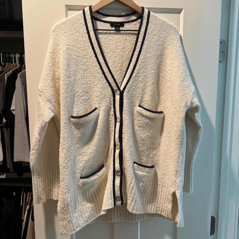 JCrew Black and Cream Button Up Cardigan